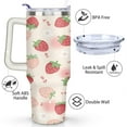 thumbnail image 3 of Strawberry 40 Oz Tumbler with Handle Lid and Straw, Stainless Steel Double Walled Vacuum Insulated Cup, Cute Anniversary Wedding Birthday Gifts Tumbler for Women Men Friends Outdoor Indoor, 3 of 7