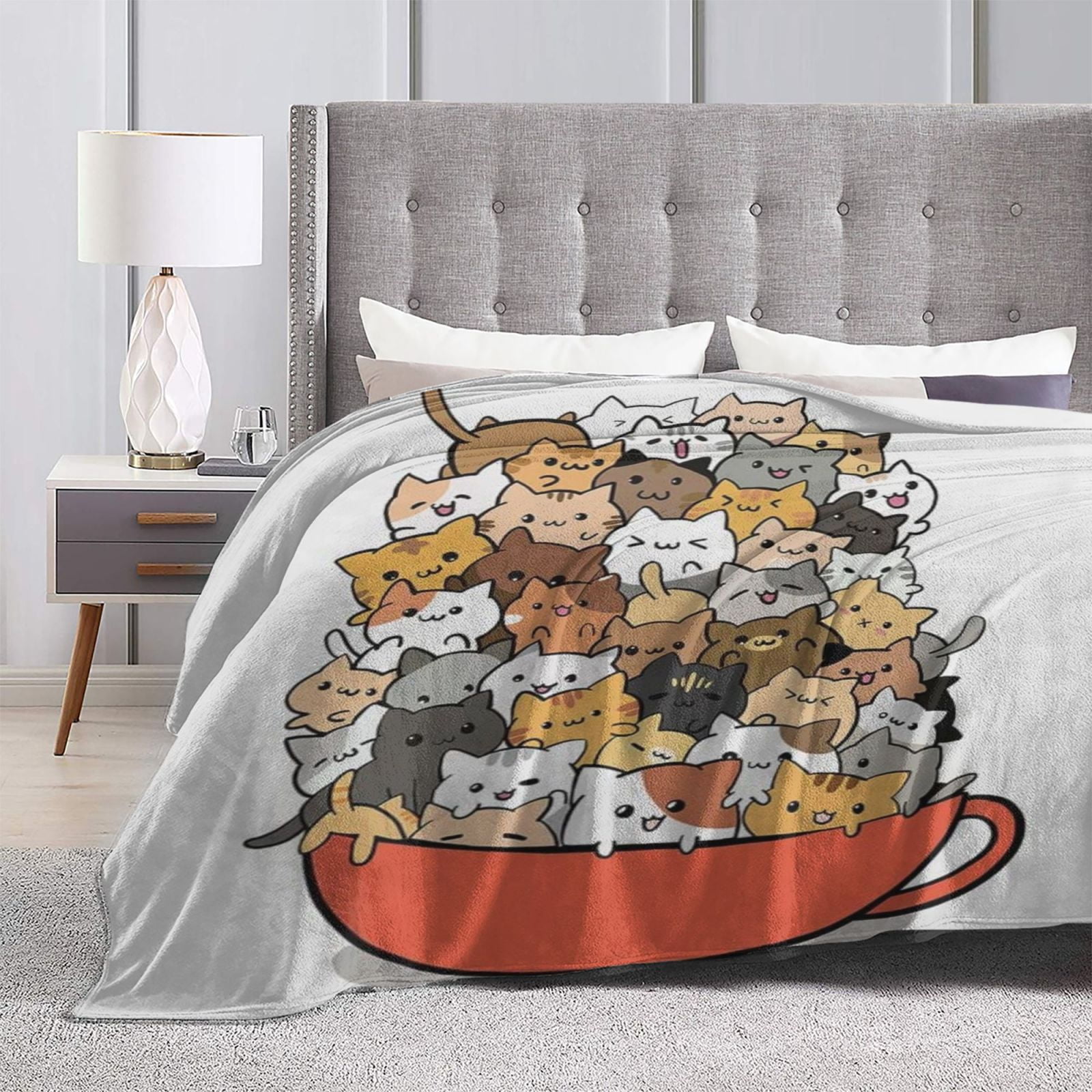 Cat Blankets Super Soft Blanket Pet Bed Sofa Blanket Funny Cat Gifts for Sofa Bedding Kids Adults (50" X 40")
