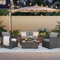 thumbnail image 2 of JOIVI 4 Pieces Outdoor Sectional PE Rattan Conversation Sofa Set with Gray Wicker, Light Gray Cushion, 2 of 7