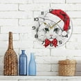 thumbnail image 7 of GZHJMY Christmas Cat Wall Clock, Silent Non Ticking Battery Operated Creative Decorative Round Clock for Kitchen, Living Room, Bathroom, Home School Office Decor, 10 Inch, 7 of 7