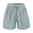 thumbnail image 5 of Bloomae Bermuda Shorts for Women High Waist Bowknot Tie Drawstring Elastic Waist Wide Leg Loose Fashion Summer Casual Shorts with Pockets Gray M, 5 of 8