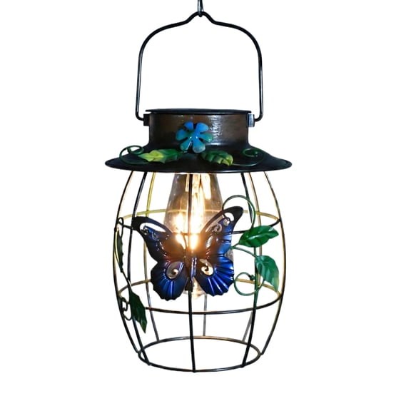 Solar Powered Outdoor Decorative Lantern with Butterfly Design for Garden Pathway Patio Yard and Home Decoration Lighting