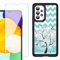 thumbnail image 1 of Shockproof Bumper (Black Frame) phone Case for Samsung Galaxy A23 5G, with Tempered Glass Screen Protector, by OneToughShield ® - Chevron/Tree, 1 of 4