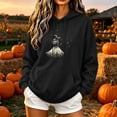 thumbnail image 2 of Juebong fashion Women's Graphic Halloween Hoodie Vintage Distressed Dark Tone Witch Printed Sweatshirt Solid Color Long Sleeve Hooded Pullover with Kangaroo Pocket Loose Fit Casual Fall Outwear, 2 of 5