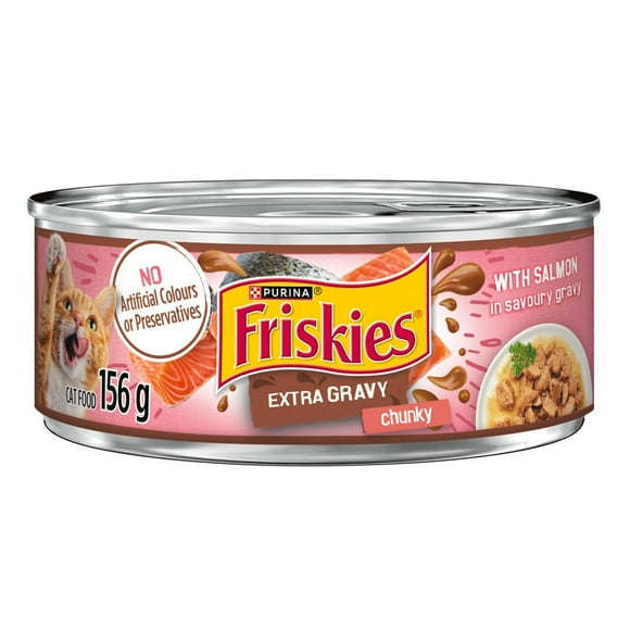 Friskies Extra Gravy Chunky Salmon, Wet Cat Food 156g, 156 g