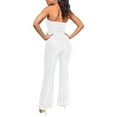 thumbnail image 3 of GaThRRgYP Jumpsuit for Women Plus Size,Women's Solid Color High-Waisted Sleeveless Off-The-Shoulder Sequin Slim Long Sequin Romper White L, 3 of 4