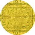 thumbnail image 1 of Ahgly Company Machine Washable Indoor Round Oriental Yellow Traditional Area Rugs, 6' Round, 1 of 4
