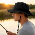 thumbnail image 2 of Awwp Unisex Sun Hat Wide Brim Fishing Adjustable Lightweight Hat Beach Bucket Hat for Outdoor Golf Hiking Gardening Black, 2 of 8