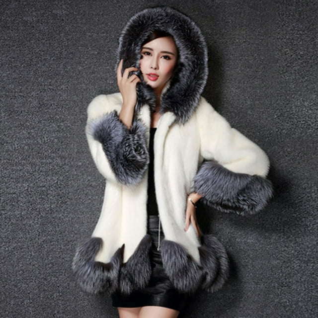 IROINID Manteau d'Hiver Chaud pour Femmes, Couleur Unie, Manches Longues, Blanc