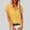 Yellow, variant on Womens Short Sleeve Button Down Shirts Casual V Neck Collared Blouses Solid Color Work Tops Yellow