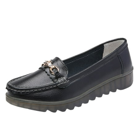 OJSFQUFP Womens Walking Shoes New Summer Casual Versatile Lightweight Women Slip On Shoes Casual Walking Shoes Work Flats Office Shoes Womens Non Slip Work Shoes Restaurant Black 38