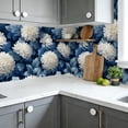 thumbnail image 6 of Floral Peel and Stick Wallpaper White Chrysanthemum Floral Blue Leaves Navy Wall Mural 23.6in x 9.8ft Self Adhesive Removable Wall Paper Renter Friendly Wallpaper for Bedroom Nursery Kids, 6 of 8