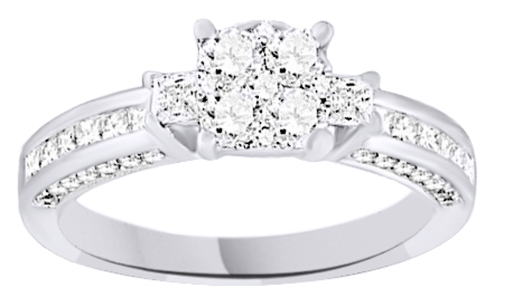 AFFY White Natural Diamond Bridal Band Ring Set In 14k White Gold (1 Cttw)