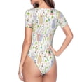 thumbnail image 4 of The Xecao Flower Rabbit Women's Crew Neck Body Suit, a short-sleeved bodysuit and basic swimsuit, both comfort and style for dating and daily life, 4 of 9