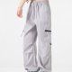 thumbnail image 3 of Amzcrzy Pantalones cargo para mujer: color liso, pierna ancha, múltiples bolsillos, transpirables, holgados y cómodos, resistentes al agua, con cremallera, tallas M-2XL. Gris, 3 of 4