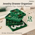 thumbnail image 5 of Jewelry Drawer Organizer Inserts, 12 Pack Stackable Velvet Jewelry Trays for Drawers, Organization Storage Display Case Box for Earring, Necklace, Ring, Bracelet, Watch (Green), 5 of 8