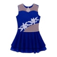 thumbnail image 3 of YONGHS Ice Skating Dress for Girls Kids Sleeveless Shiny Mesh Splice Tutu Skirted Leotard Ballet Dance Wear Royal Blue 12, 3 of 7
