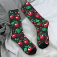 thumbnail image 7 of Cute Cherries Print Stockings Green Leaves Design Casual Socks Autumn Non-Slip Socks Ladie, 7 of 7