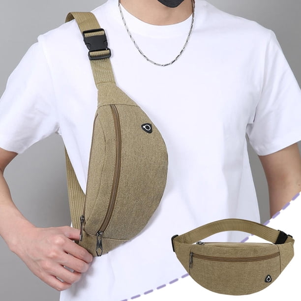 Casual Canvas Waist Bag For Men Multi Pocket Adjustable Strap Crossbody Sling Bag Lightweight Chest Pack For Daily Commute Travel Work And Outdoor Use