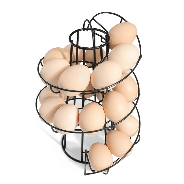 Egg Skelter Deluxe Modern Spiraling Dispenser Rack (Medium) - Chrome Plated  Freestanding Wire Chicken Egg Storage Organizer Display Holder Basket for  Countertop Kitchen, Silver 