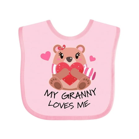 

Inktastic My Granny Loves me- bear and hearts Gift Baby Boy or Baby Girl Bib