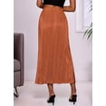 thumbnail image 6 of Women'S Midi Pencil Skirt Side Slit High Waisted Bodycon Casual Long Skirts Orange XS, 6 of 9