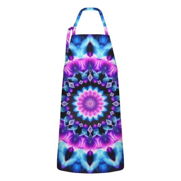 Colorful Tie Dye Mandala Pattern Apron-Garden Aprons for Women with Pockets-Cotton Linen Waterproof Kitchen Cooking Gardening Aprons Adjustable for Kitchen,Cooking,BBQ and Salon 33x27 Inch