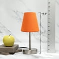 thumbnail image 5 of Creekwood Home Nauru 10.5" Traditional Petite Metal Stick Bedside Table Desk Lamp in Sand Nickel with Fabric Empire Shade for Nightstand, End Table, Dorm, Home Décor, Bedroom, Living Room, Orange, 5 of 6