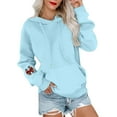 thumbnail image 6 of Women's Fashion Casual Comfortable Round Neck Hooded Long Sleeve Christmas Print Warm Sweatshirt for Holiday Wear and Winter Season Comfort,Light Blue,S, 6 of 6