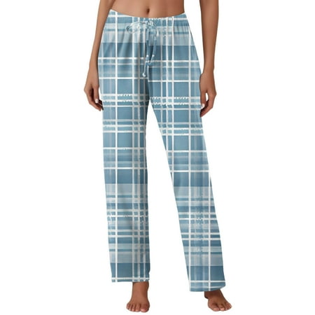 

Felwors Womens Loose Fit Casual Pants Women Fashion Plaid Pajama Pants Soft Loose Plaid Trousers Casual Pants