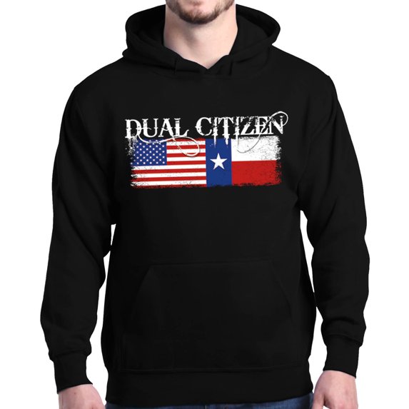 Shop4Ever Men's Dual Citizen USA & Lone Star Texas Flags Hooded Sweatshirt Hoodie