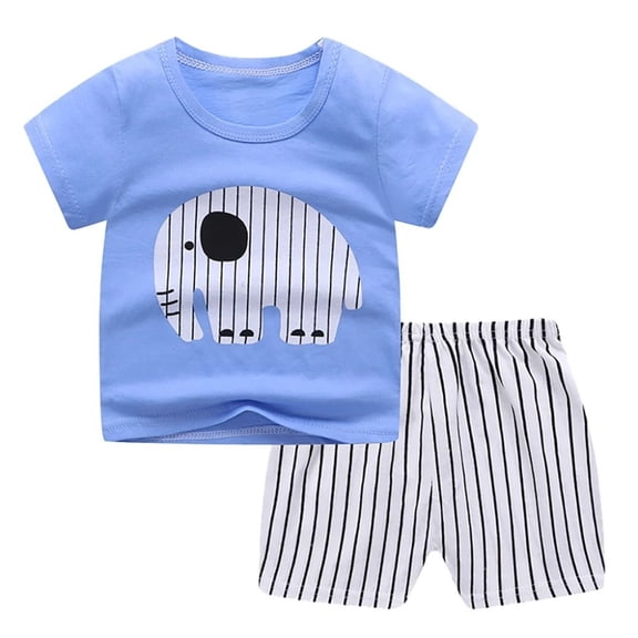 XBASW Toddler Baby Boys Summer Shorts Set Short Sleeve Cartoon T-Shirt Tops Shorts Cotton 2PCS Outfits 6M-3T