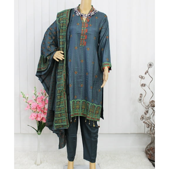 Nazon Brand- Pakistani Lawn | Long Dress | Long Sleeve | Party Were Dress | Lawn | Ash Color