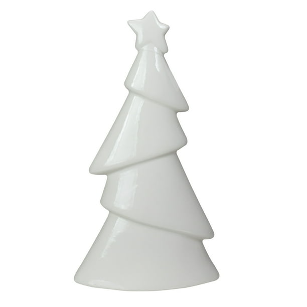 7.5" White Ceramic Christmas Tree Tabletop Decor