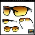 thumbnail image 2 of Xloop Mens HD+ Night Driving Amber Lens Wrap Around Sport Plastic Sunglasses Matte Black, 2 of 7