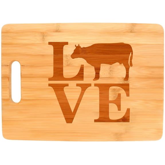 ThisWear Love Beef Cow Cattle Grilling Kitchen Decor Farm Farmer Big Rectangle Bamboo Cutting Board