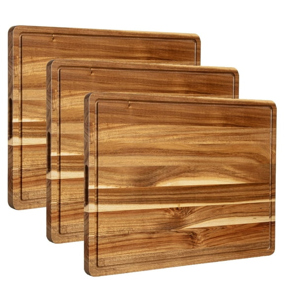 Garvee 3pack Large Acacia Wood Cutting Board for Kitchen 24" x 18" Thick Reversible with Juice Groove