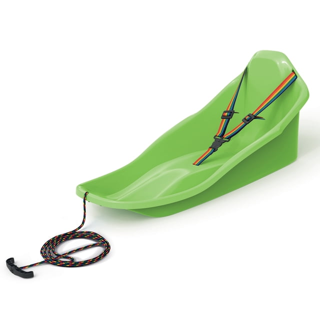 ArcticThrill Snow Sled for Kids - ExploRide Sledge - Toboggan with Pull Rope and Safety Belt; Outdoor Plastic Winter Sleigh for Toddlers & Kids
