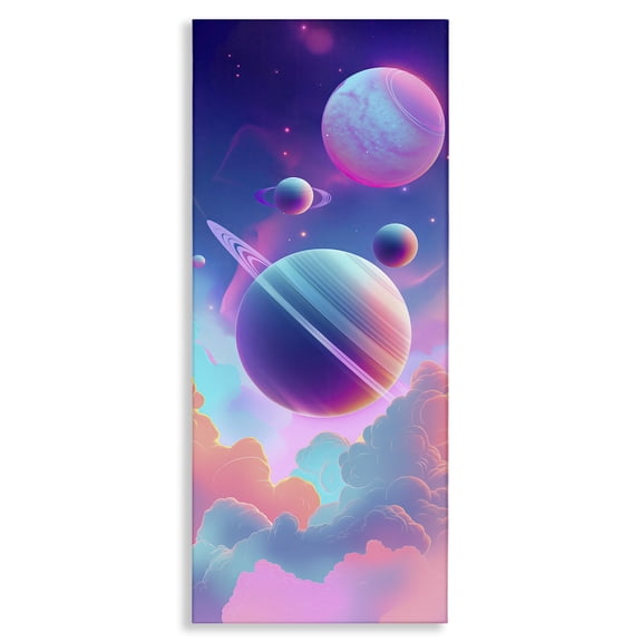 Stupell Industries Pastel Clouds with Planets Outer Space Painting Wrapped Canvas Canvas Art Print Wall Art, 10 x 24