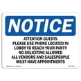 thumbnail image 1 of SignMission OS-NS-A-1218-L-10204 12 x 18 in. OSHA Notice Sign - Attention Guests Please Use Phone Located, 1 of 1