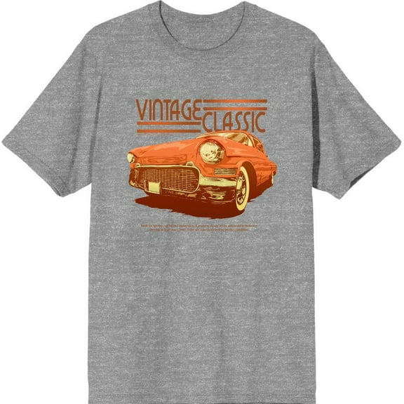 Car Fanatic Vintage Classic Orange Car Men's Heather Gray Crew Neck Short Sleeve Tee-Medium