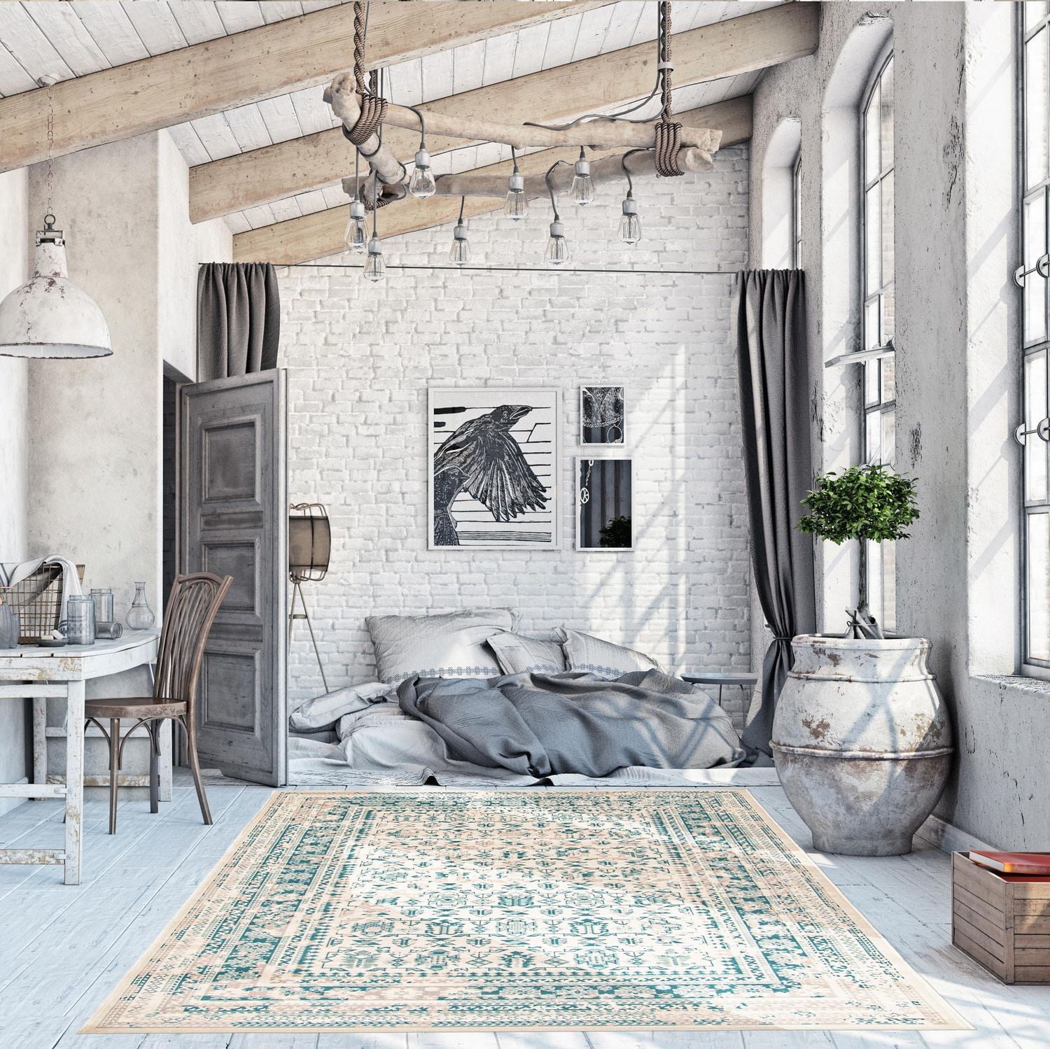 ECARPET Traditional Style Area Rug for Dining Room, Living Room and Bedroom Wilby Light Green