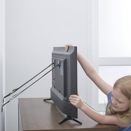 TV and Furniture Anti Tip Straps - Safety Furniture Wall Anchors for Baby Proofing Flat Screen TV, Dresser, Bookcase, Cabinets, and More - All Metal, No Plastic Parts (2 Pack, Black)
