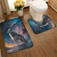 thumbnail image 2 of Yiaed Night Sky Wolf Print Bathroom Mat Set 2 Pieces Mat Anti-Skid Pad Ultra Soft and Absorbent Bathroom Bath Mat Contour Bath Rugs for Toilet Base, 2 of 6