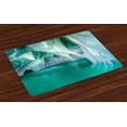 thumbnail image 1 of Ambesonne Nature Place Mats Set of 4, Marble Caves Lake, Standard Size, Turquoise Grey, 1 of 4