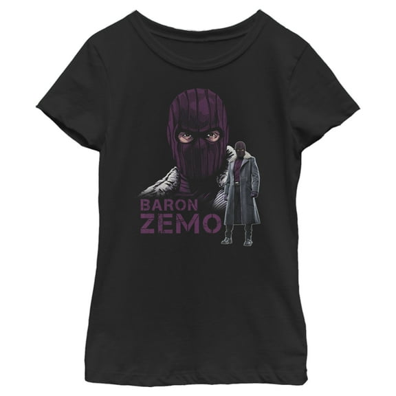 Girl's Marvel The Falcon and the Winter Soldier Mask of Baron Zemo  Graphic Tee Black Small