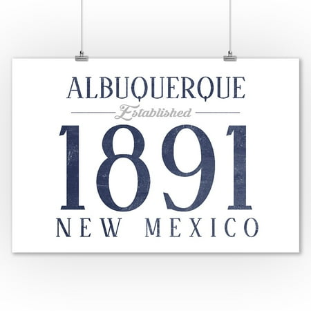 Albuquerque, New Mexico - Established Date (Blue) - Lantern Press Artwork (9x12 Art Print, Wall Decor Travel