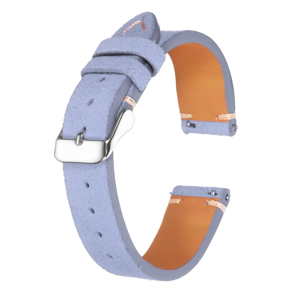 Uxcell Leather Watch Band 16mm Width Watch Strap Top-Grain Suede Cowhide Wrist Bands Replacement with Stainless Steel Buckle for Men Women, Purple