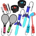thumbnail image 1 of Numskull Nintendo Switch Sports Pack Mega Bundle - Designed For OLED Lite Console Users - Golf Clubs Arm Bands Rackets And More - Gamer Controller Accessory, 1 of 1