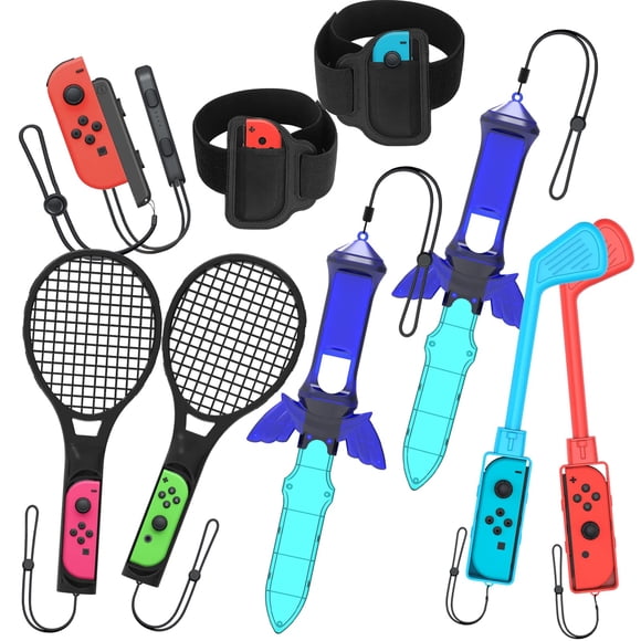 Numskull Nintendo Switch Sports Pack Mega Bundle - Designed For OLED Lite Console Users - Golf Clubs Arm Bands Rackets And More - Gamer Controller Accessory